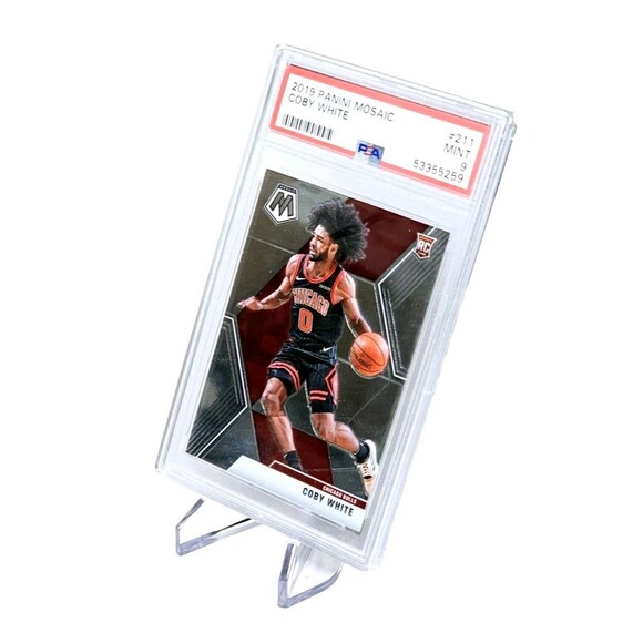 Coby White RC Panini Mosaic PSA MINT 9 Rookie #211 2019 Chicago Bulls - Picture 3 of 3